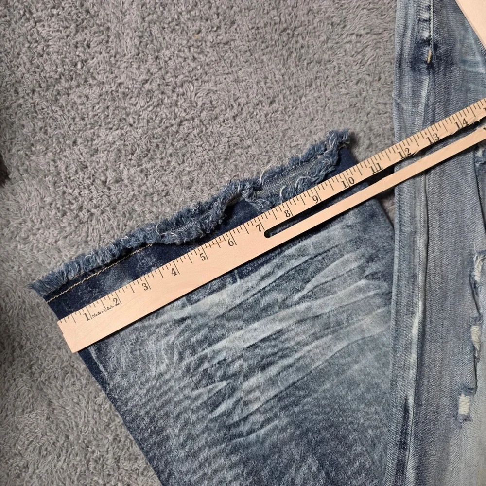 Copper Rivet Mens 42x39 Stacked Fit Jeans Light Wash Distressed Frayed Hem